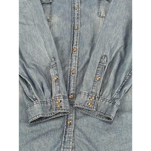 Torrid Western Shirt Plus Size 5 5X Denim Long Sleeve Top Chambray Button Down - Picture 5 of 7